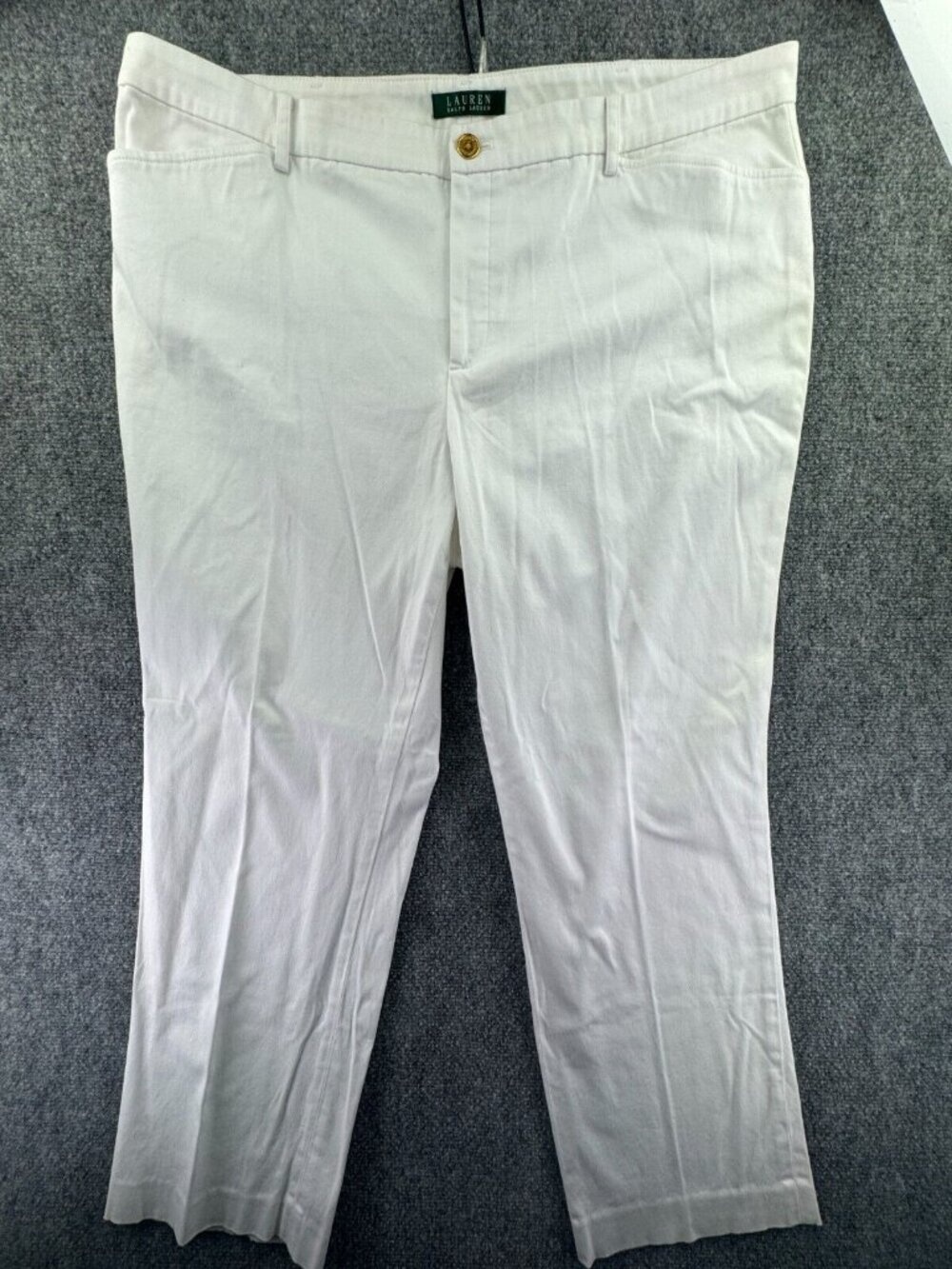 Lauren Ralph Lauren 18W White Cotton Stretch Pants Women Adult Ladies Straight